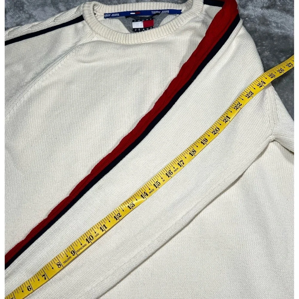Tommy Hilfiger Sweater Men Size Large Knit Pullover Cream
